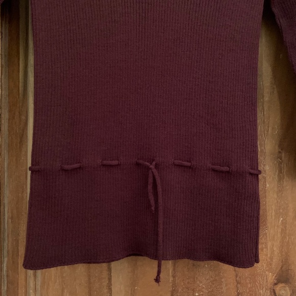 NEXT UK V-Neck Ribbed Merino Wool Blend 3/4 Sleeve Plum Top Size Small - Picture 6 of 14